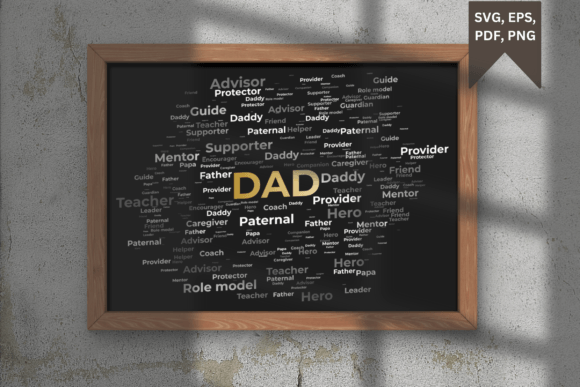 Dad Word Cloud Art SVG for Crafted Brand Graphics