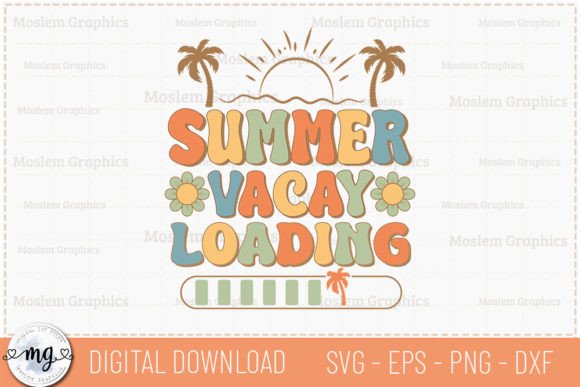 Summer Vacay Loading: A Retro Graphic for Crafts & Marketing